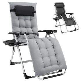 Zero Gravity Lounge Chair, Heavy-Duty Folding Recliner for Patio & Lawn with Adjustable Backrest, Detachable Cushion, Headrest Pillow & Side Tray