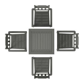 5 Pieces Patio Dining Set, Outdoor Square Furniture Table and Chairs, All Weather Garden Furniture Table Sets, HIPS Small Patio Conversation Set