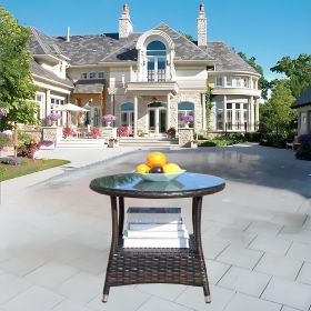 Outdood Patio Furniture 1 Round Coffee Table with glass