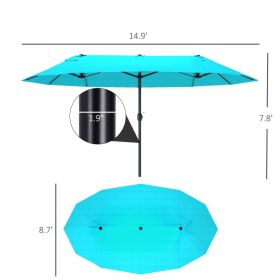 uPatio Umbrella 15ft Double-Sided Outdoor Market Extra Large Umbrella With Crank Handle For Backyard, Light Blue (Option: Light Blue)
