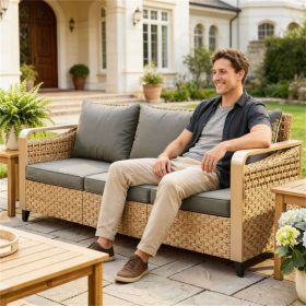 Rattan sofa, outdoor sofa, terrace sofa, balcony sofa (Color: Universal)