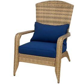 Dark Blue Patio Adirondack Chair With Rattan Wicker and Soft Cushions (Option: Dark Blue)
